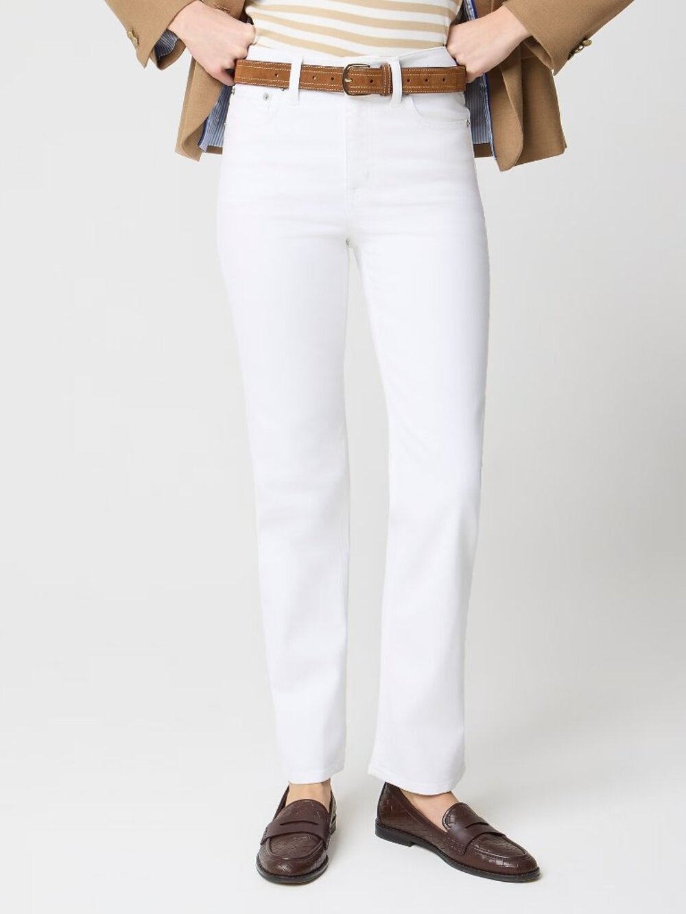 J. Crew Tall Mid-Rise Straight Jean in All-Day Stretch White